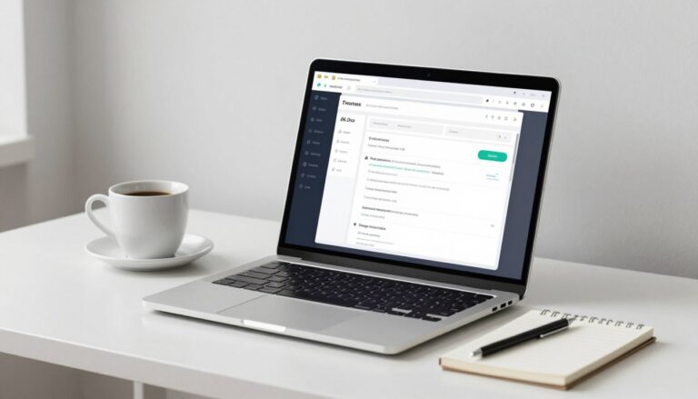 AI prompts for productivity workspace with laptop and digital interfaces